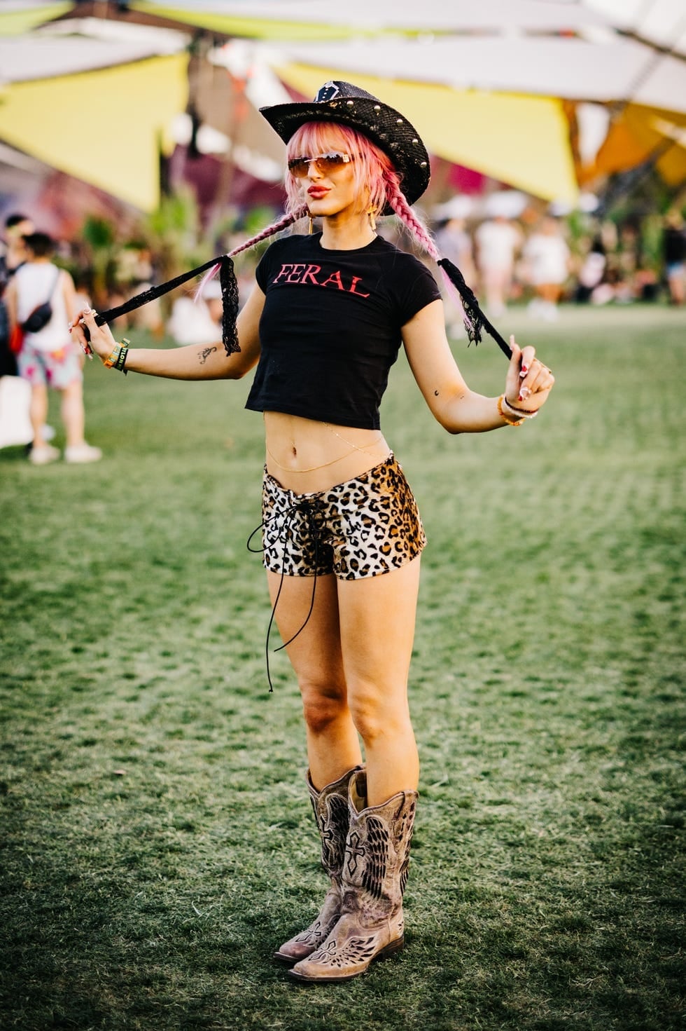 Leopard Print Shorts with Cowboy Boots and Hat Leopard Print Shorts with Cowboy Boots and Hat — Trendy Indie Outfits