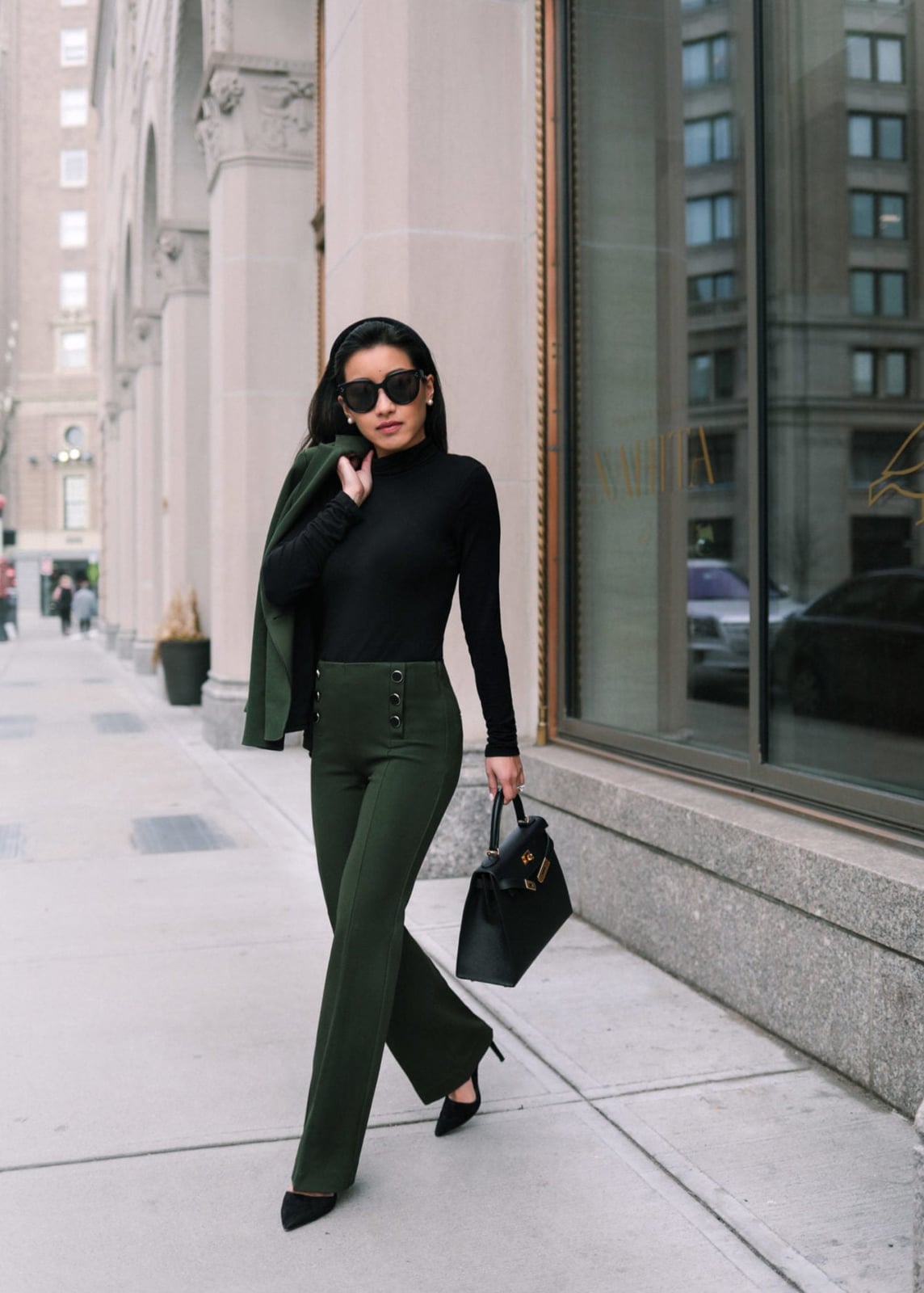 Winter petite pant suit - womens interview outfit idea