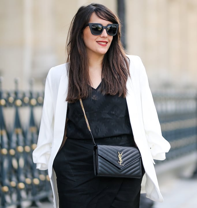 White Crepe Blazer with Black Textured Top White Crepe Blazer with Black Textured Top — Trendy Interview Outfits