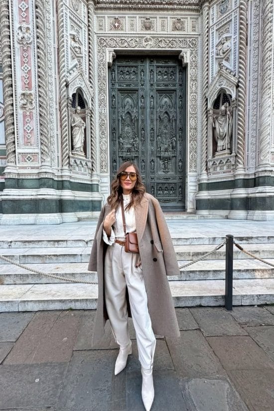 Beige Longline Coat and Cream Separates Beige Longline Coat and Cream Separates — Trendy Italy Outfits