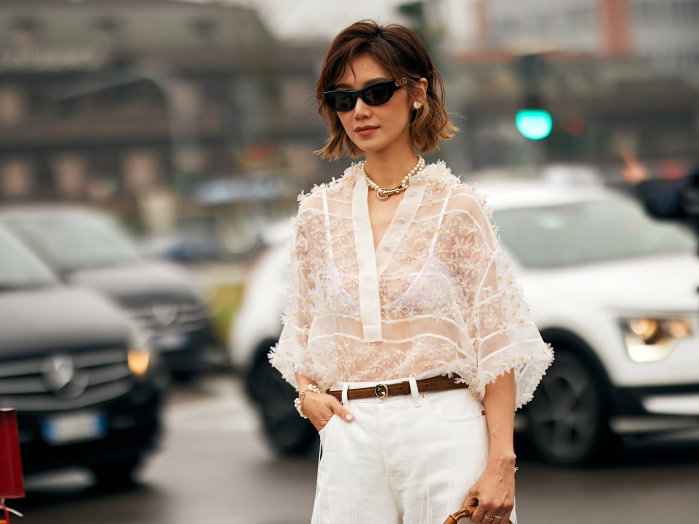 Sheer Floral Embroidered Top Ensemble Sheer Floral Embroidered Top Ensemble — Trendy Italy Outfits