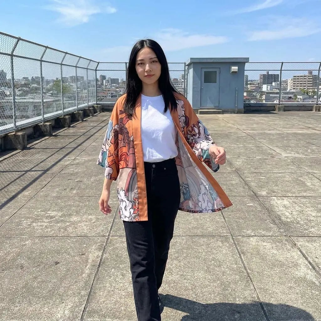 Kimono Jacket with Graphic Tee and Straight Leg Pants Kimono Jacket with Graphic Tee and Straight Leg Pants — Trendy Japan Outfits