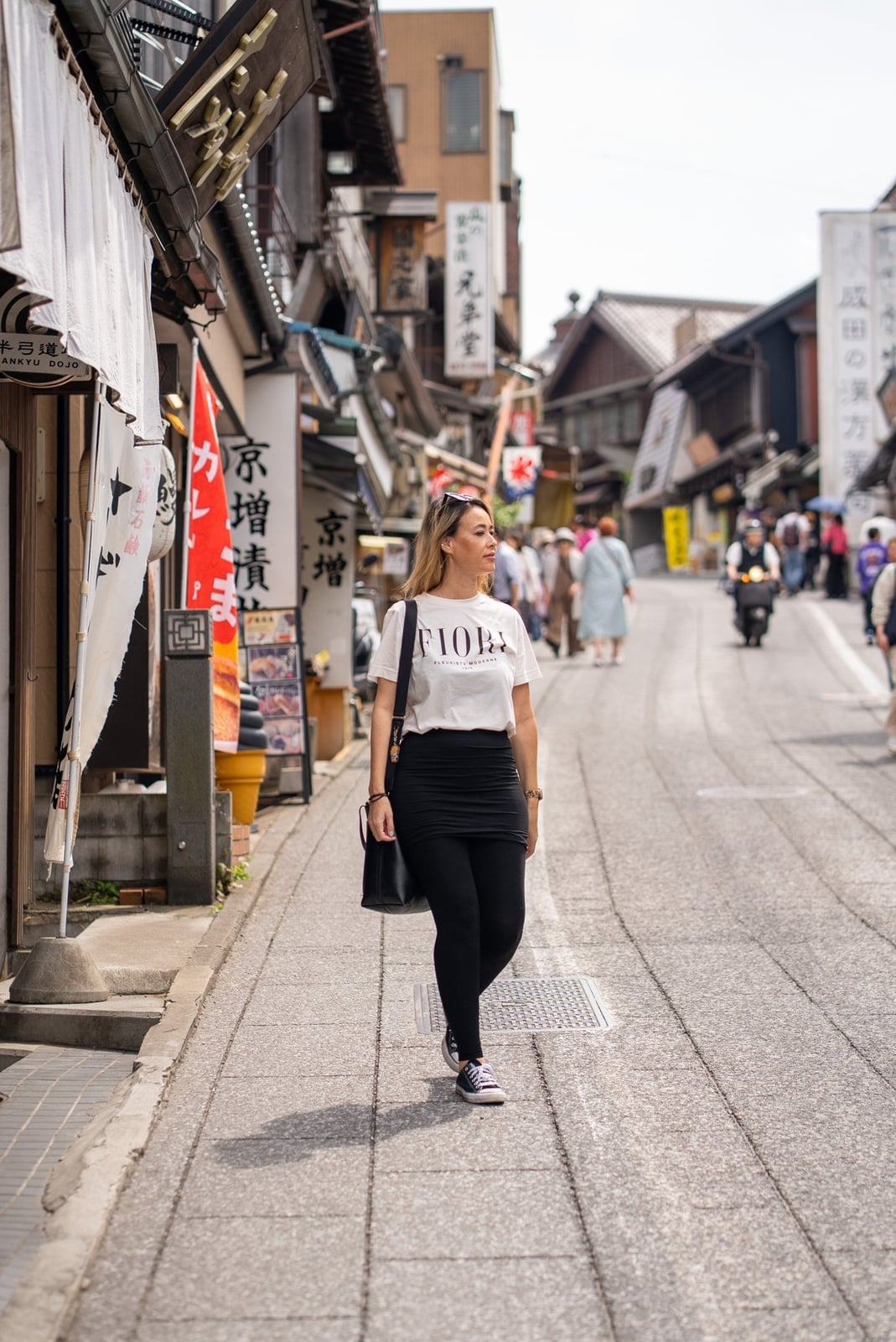 Graphic T-Shirt with Black Skirt and Leggings Graphic T-Shirt with Black Skirt and Leggings — Trendy Japan Outfits