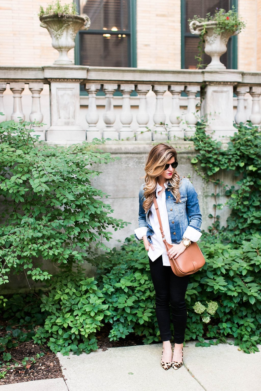 Blue Denim Jacket with Leopard Print Heels Blue Denim Jacket with Leopard Print Heels — Trendy Jean Jacket Outfits