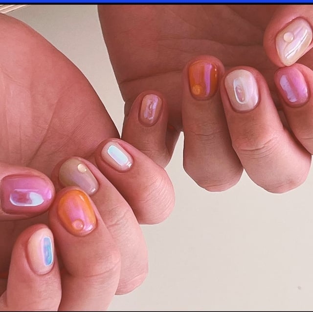Multi-Colored Jelly Short Oval Nails — Trendy Jelly Nails