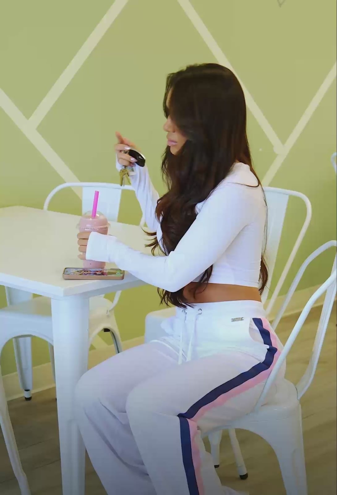 White Wide Leg Track Pants with Stripes and Cropped Top White Wide Leg Track Pants with Stripes and Cropped Top — Trendy Jogging Outfits