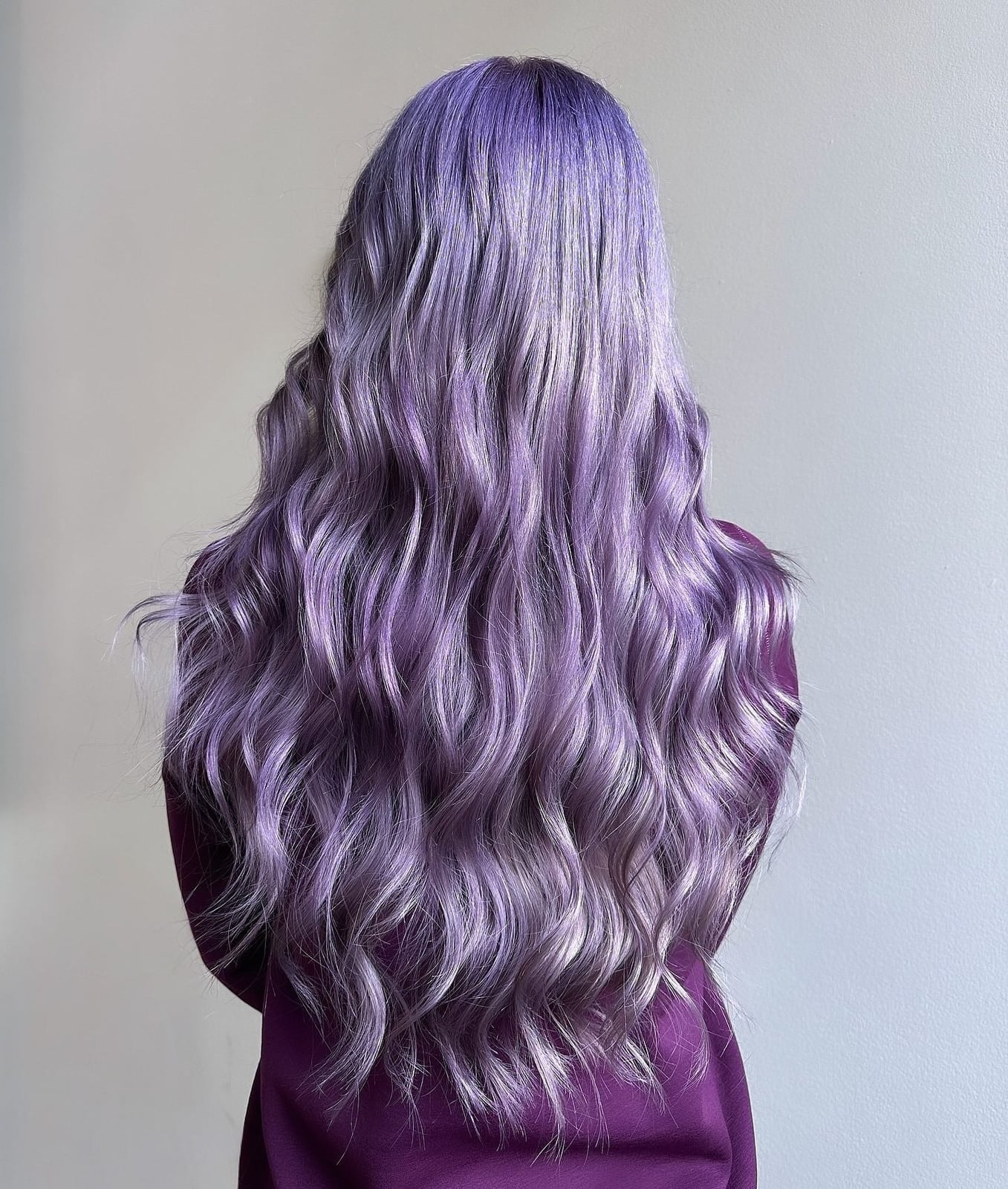 Long Wavy Lavender With Highlights Long Wavy Lavender With Highlights — Trendy Lavender Hair