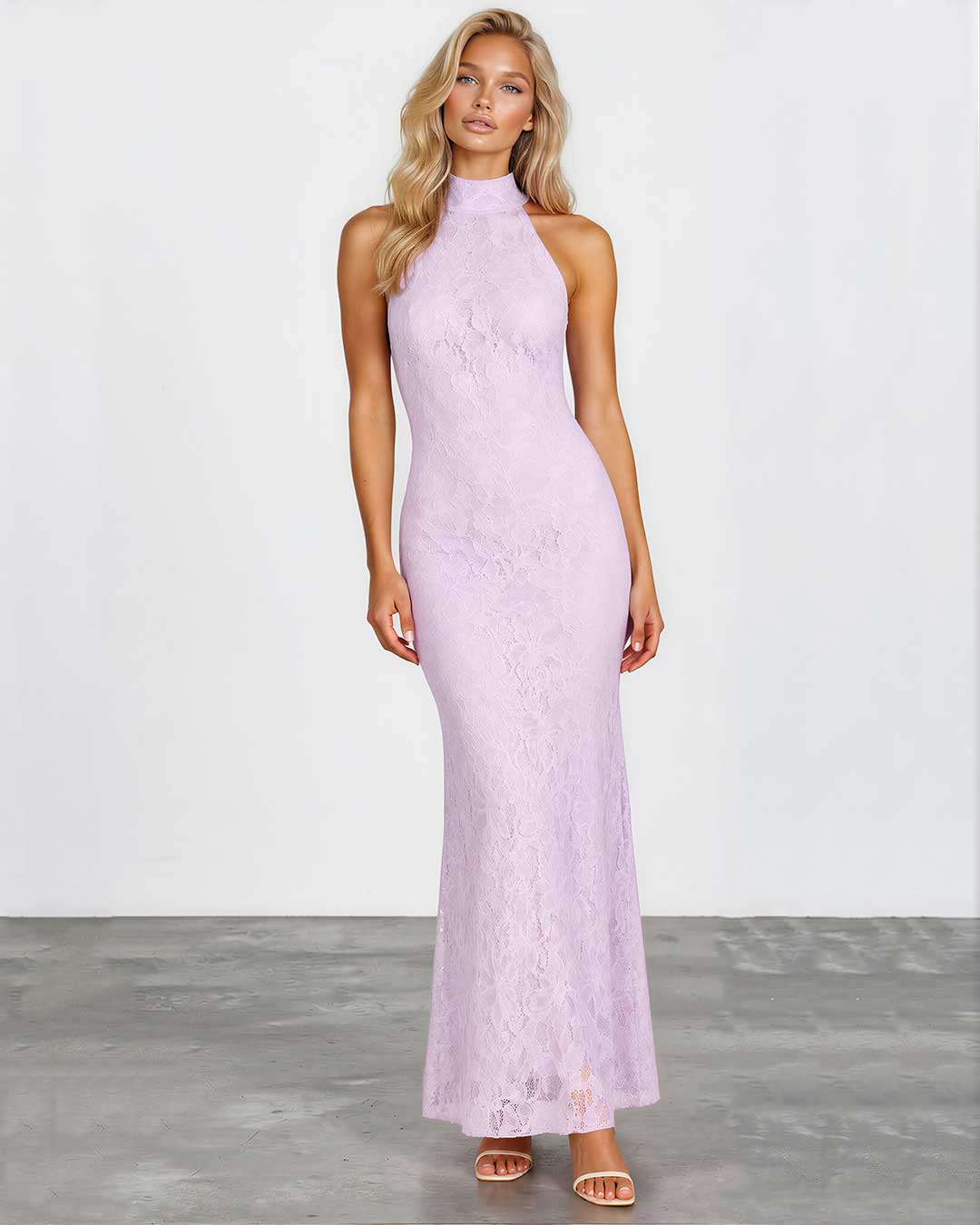 Fitted Lavender Lace Maxi Dress Fitted Lavender Lace Maxi Dress — Trendy Lavender Outfits