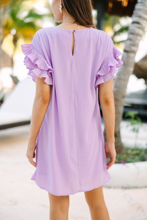 Lavender Crepe Mini Dress with Flutter Sleeves Lavender Crepe Mini Dress with Flutter Sleeves — Trendy Lavender Outfits