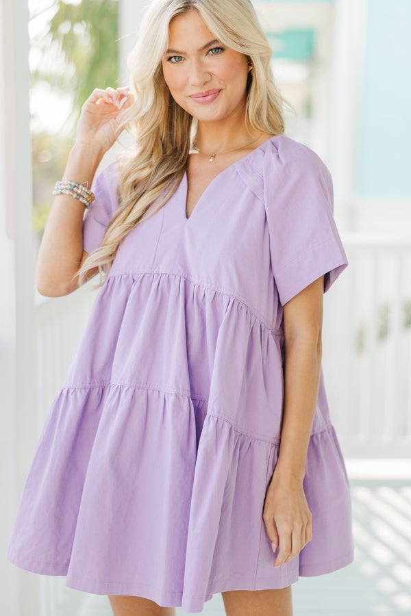 Lavender Babydoll Dress with Puff Sleeves Lavender Babydoll Dress with Puff Sleeves — Trendy Lavender Outfits