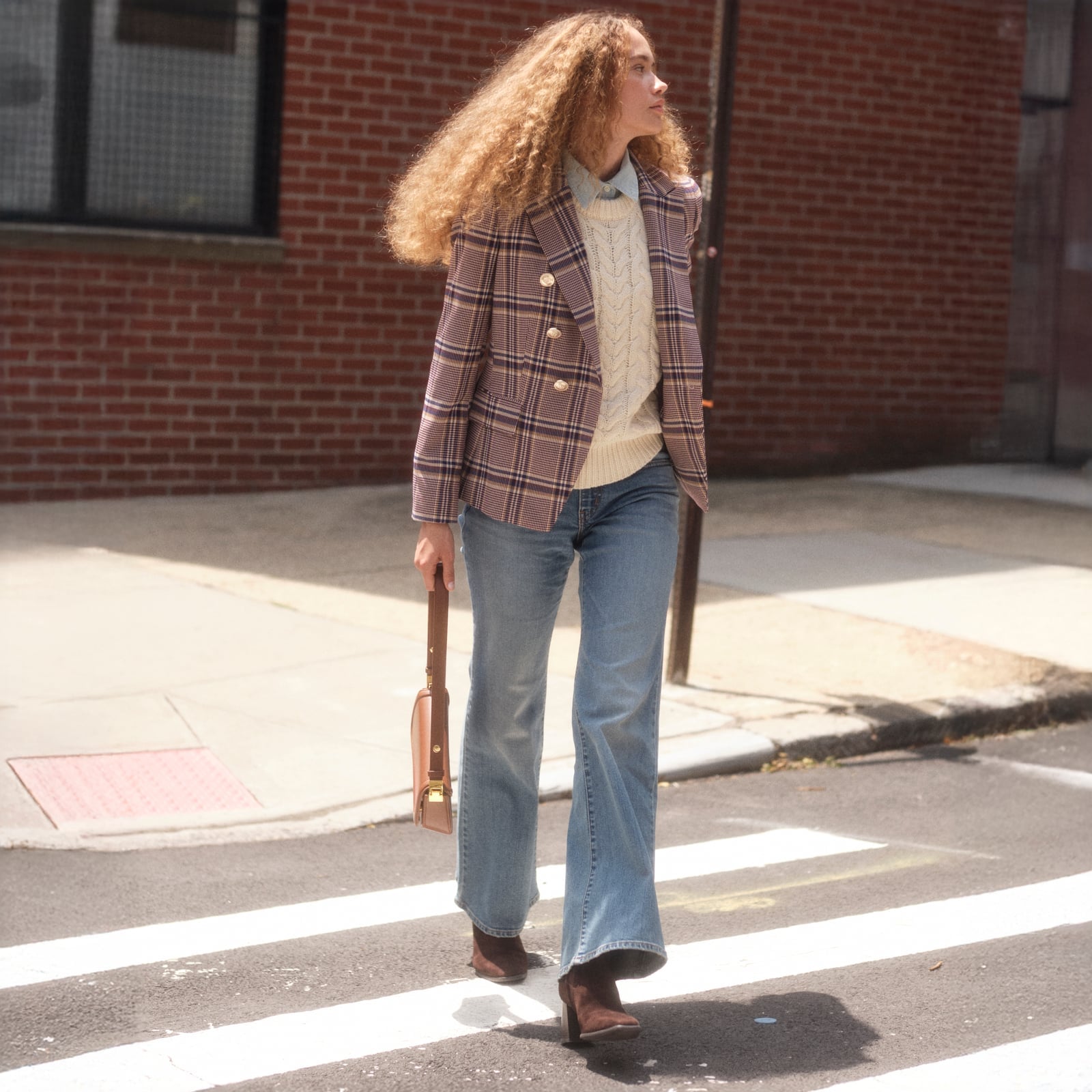 Plaid Blazer With Cable Knit Sweater Plaid Blazer With Cable Knit Sweater — Trendy Layering Outfits