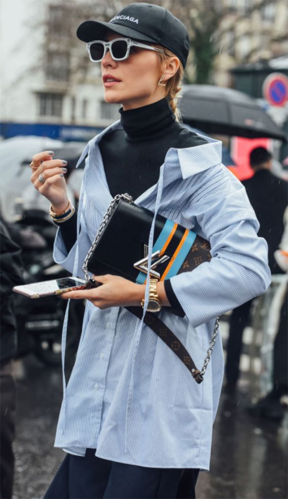 Oversized Shirt Over Turtleneck Oversized Shirt Over Turtleneck — Trendy Layering Outfits