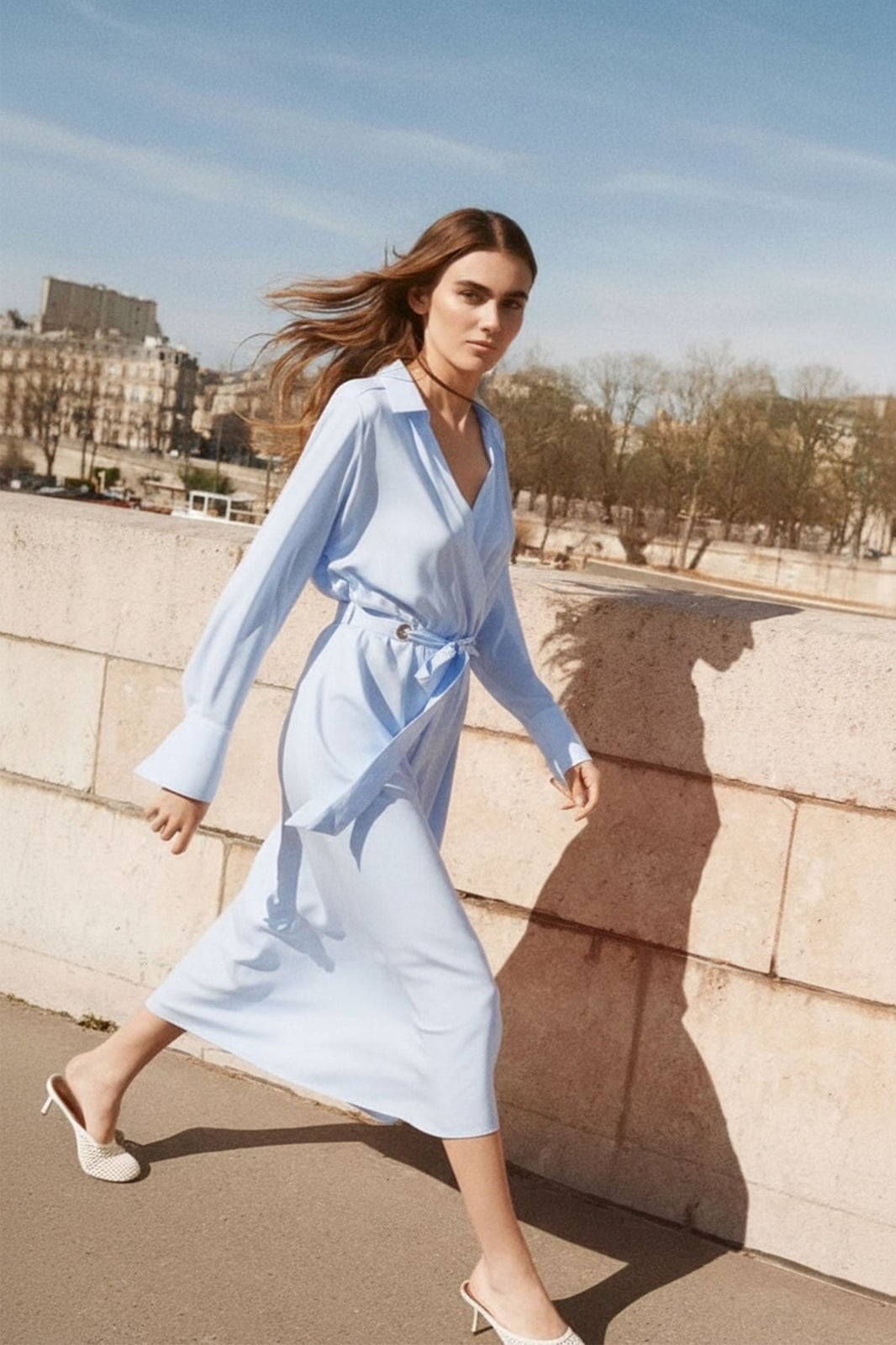 Fluid Light Blue Belted Shirt Dress Fluid Light Blue Belted Shirt Dress — Trendy Light Blue Outfits
