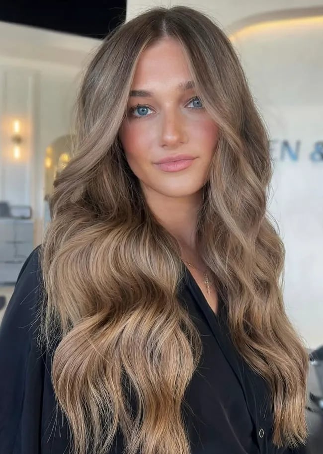 Collarbone Beige Blonde With Balayage — Trendy Light Hair Color
