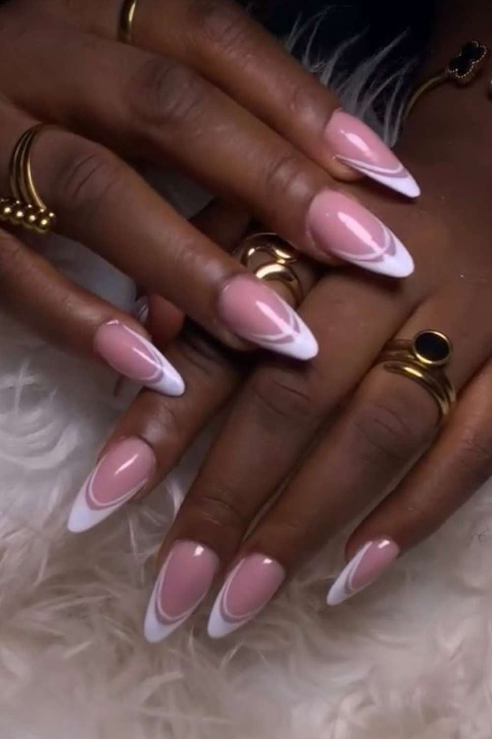 Double French Tips Sheer Pink Almonds Double French Tips Sheer Pink Almonds — Trendy Long Nails