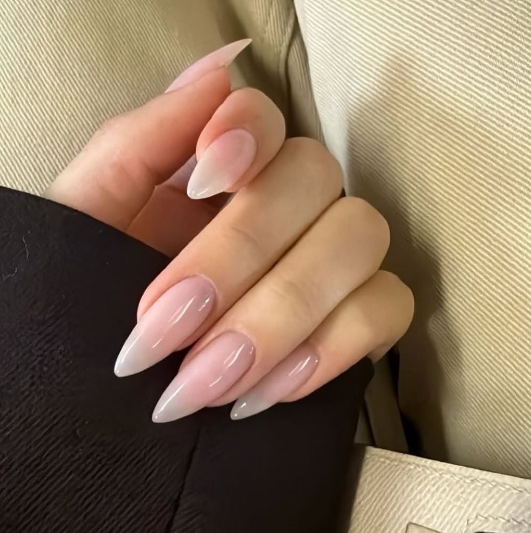 Milky White Ombre Gradient Stilettos Milky White Ombre Gradient Stilettos — Trendy Long Nails