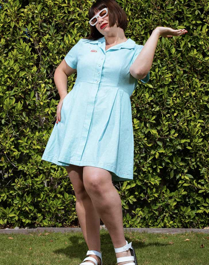 Light Blue Collared Dress with Platform Sandals Light Blue Collared Dress with Platform Sandals — Trendy Los Angeles Outfits
