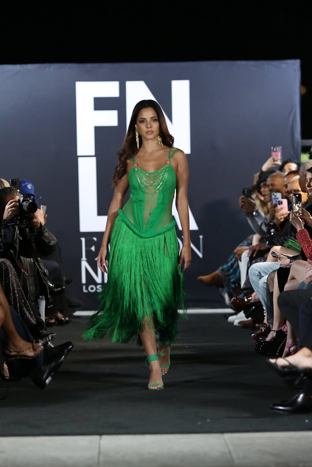 Green Fringe Dress with Sheer Bodice Green Fringe Dress with Sheer Bodice — Trendy Los Angeles Outfits