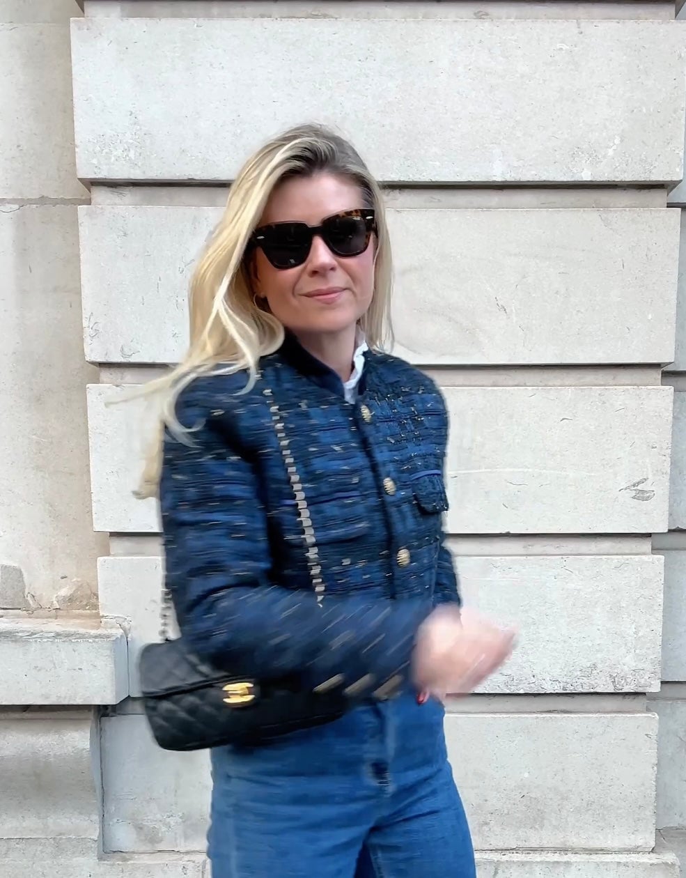 Blue Textured Jacket Casual Chic Outfit Blue Textured Jacket Casual Chic Outfit — Trendy Luxury Outfits
