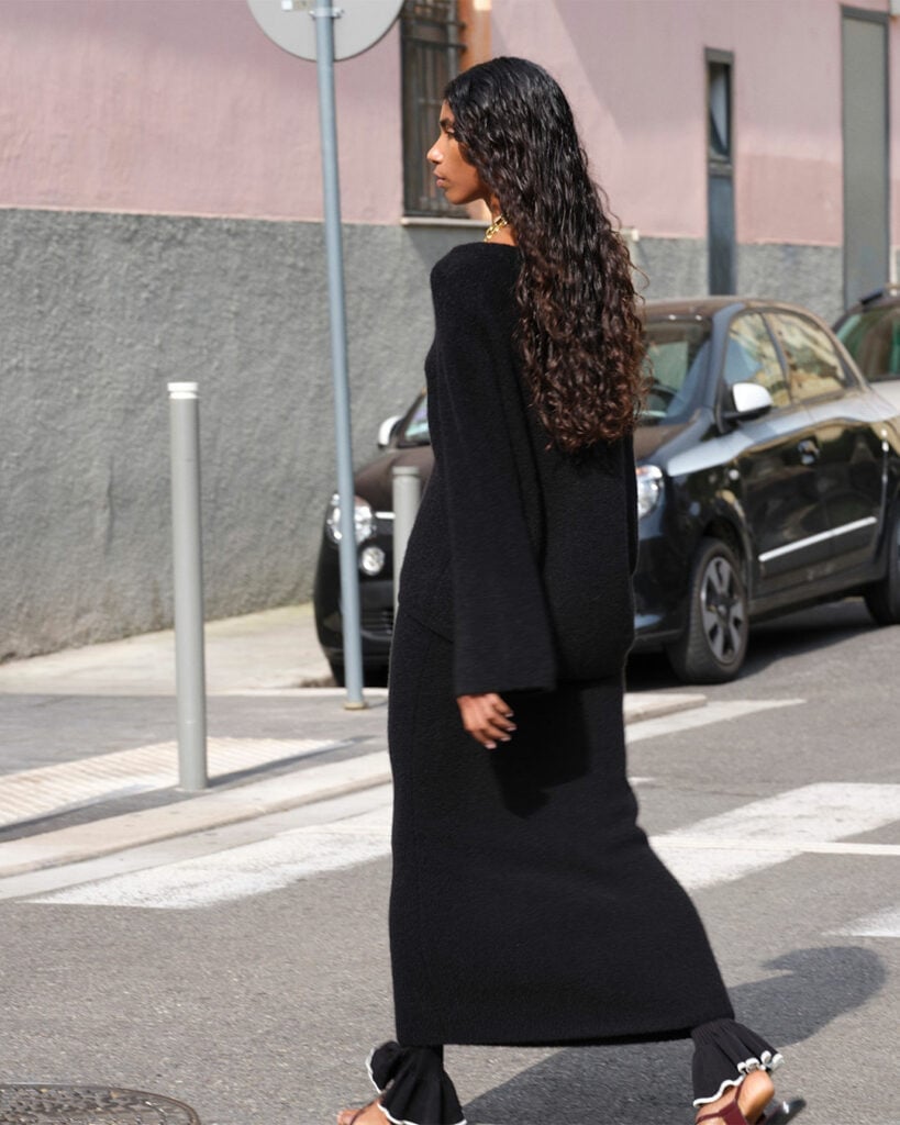 Fitted Black Knit Maxi Dress Fitted Black Knit Maxi Dress — Trendy Luxury Outfits