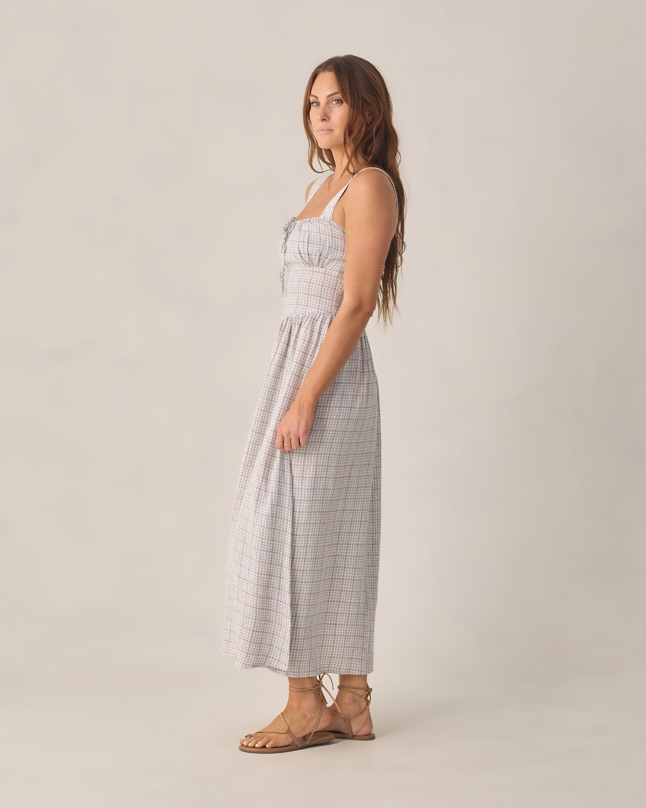 Plaid Maxi Dress with Square Neckline — Trendy Maxi Dresses Outfit