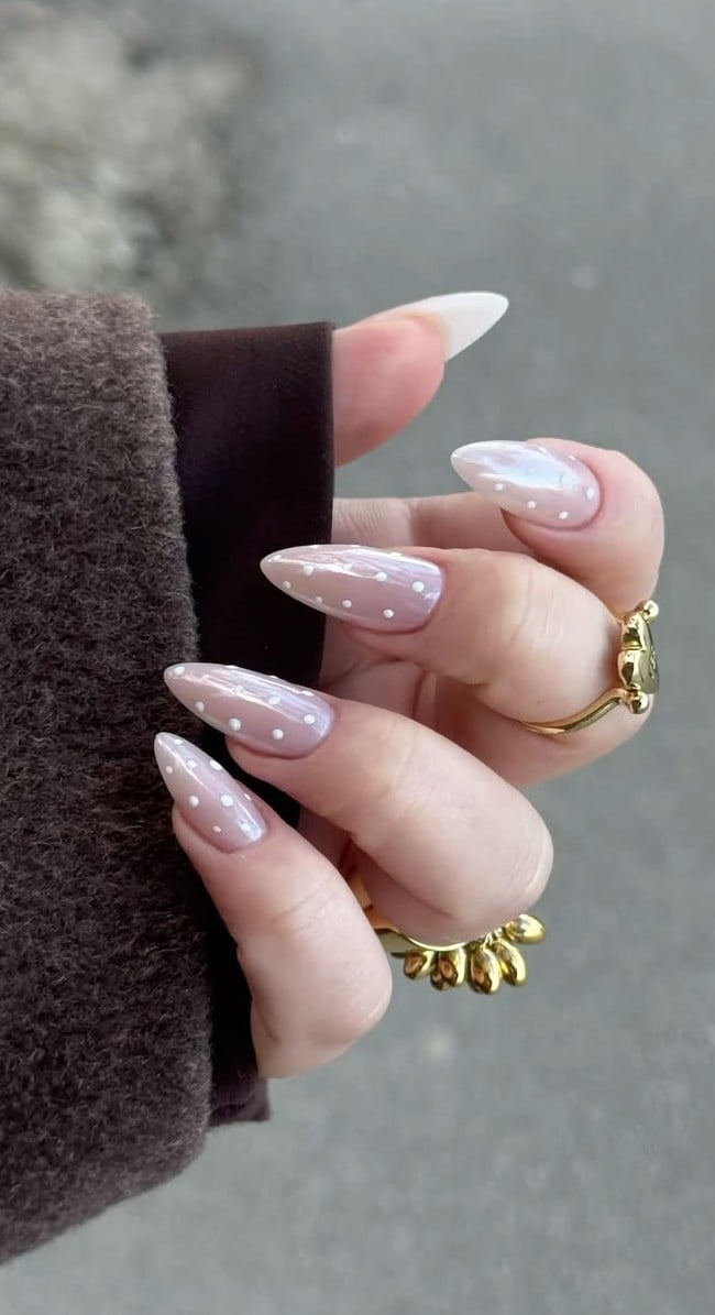 Sheer Pink Sakura Branch Almond Nails — Trendy Medium Almond Nails