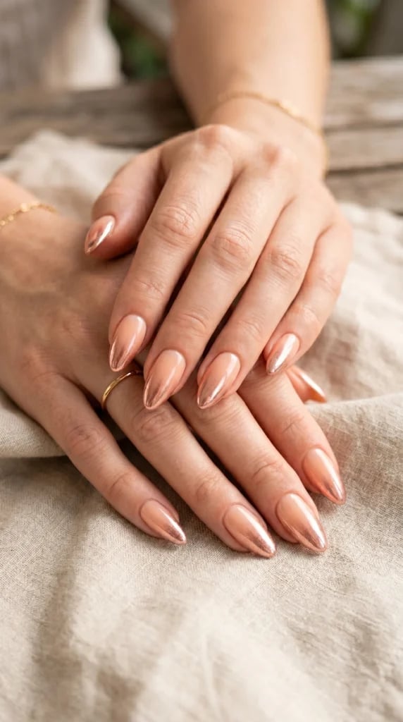 Sheer Pink Milky Nude Gradient Almond Nails — Trendy Medium Almond Nails