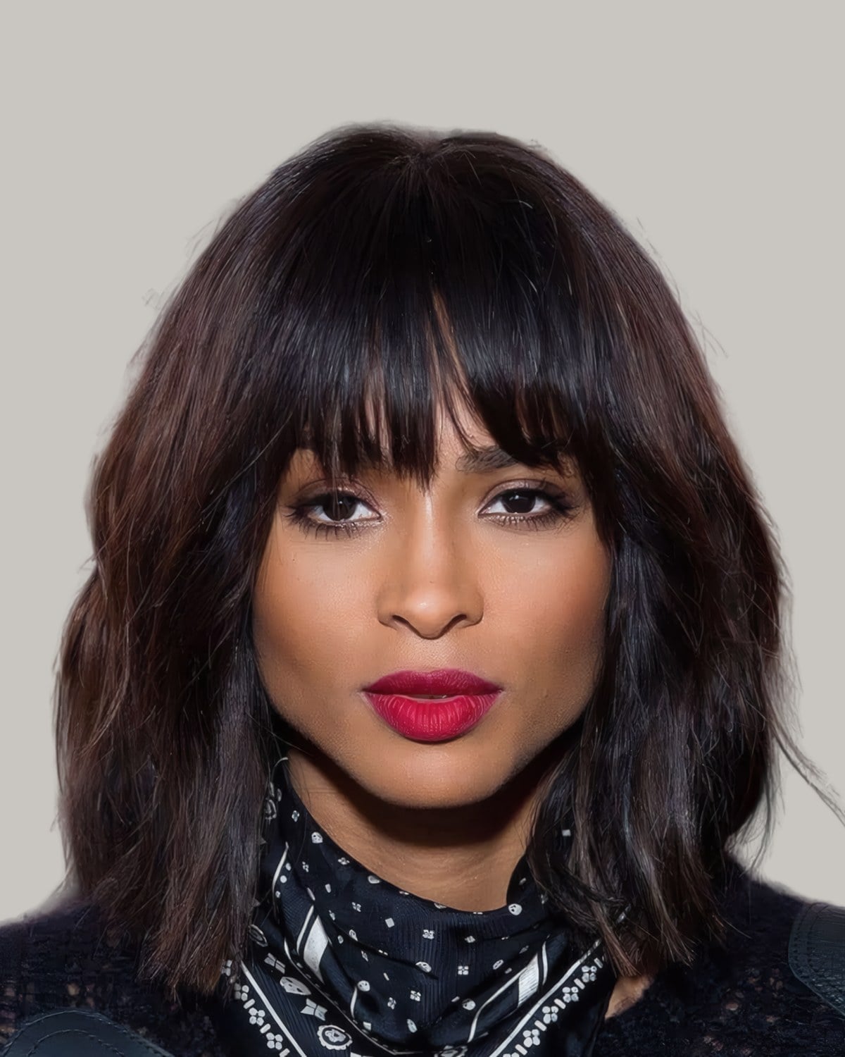 Chin Length Blunt Bob With Blunt Bangs Chin Length Blunt Bob With Blunt Bangs — Trendy Medium Length Hair