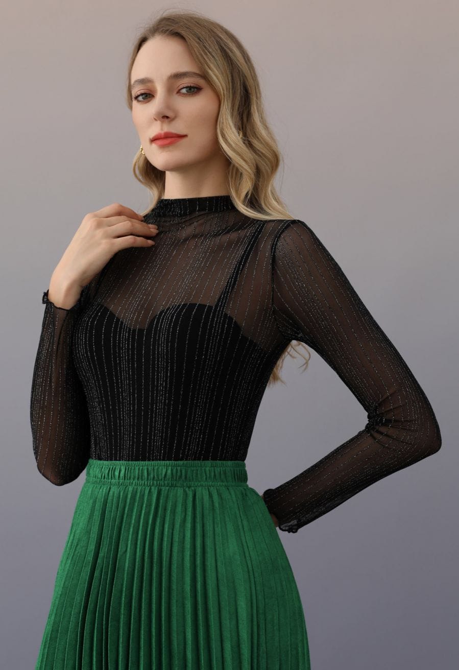Metallic Thread Mesh Top With Camisole Metallic Thread Mesh Top With Camisole — Trendy Mesh Top Outfits