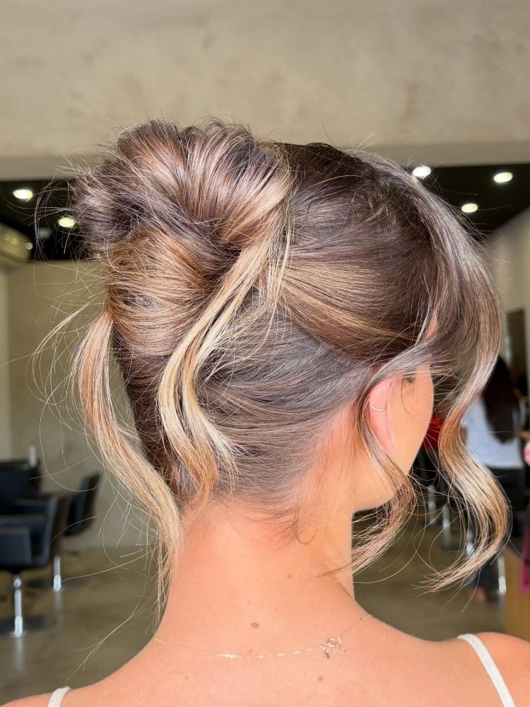 Fine Brown Messy Updo With Loose Tendrils Fine Brown Messy Updo With Loose Tendrils — Trendy Messy Bun Updo