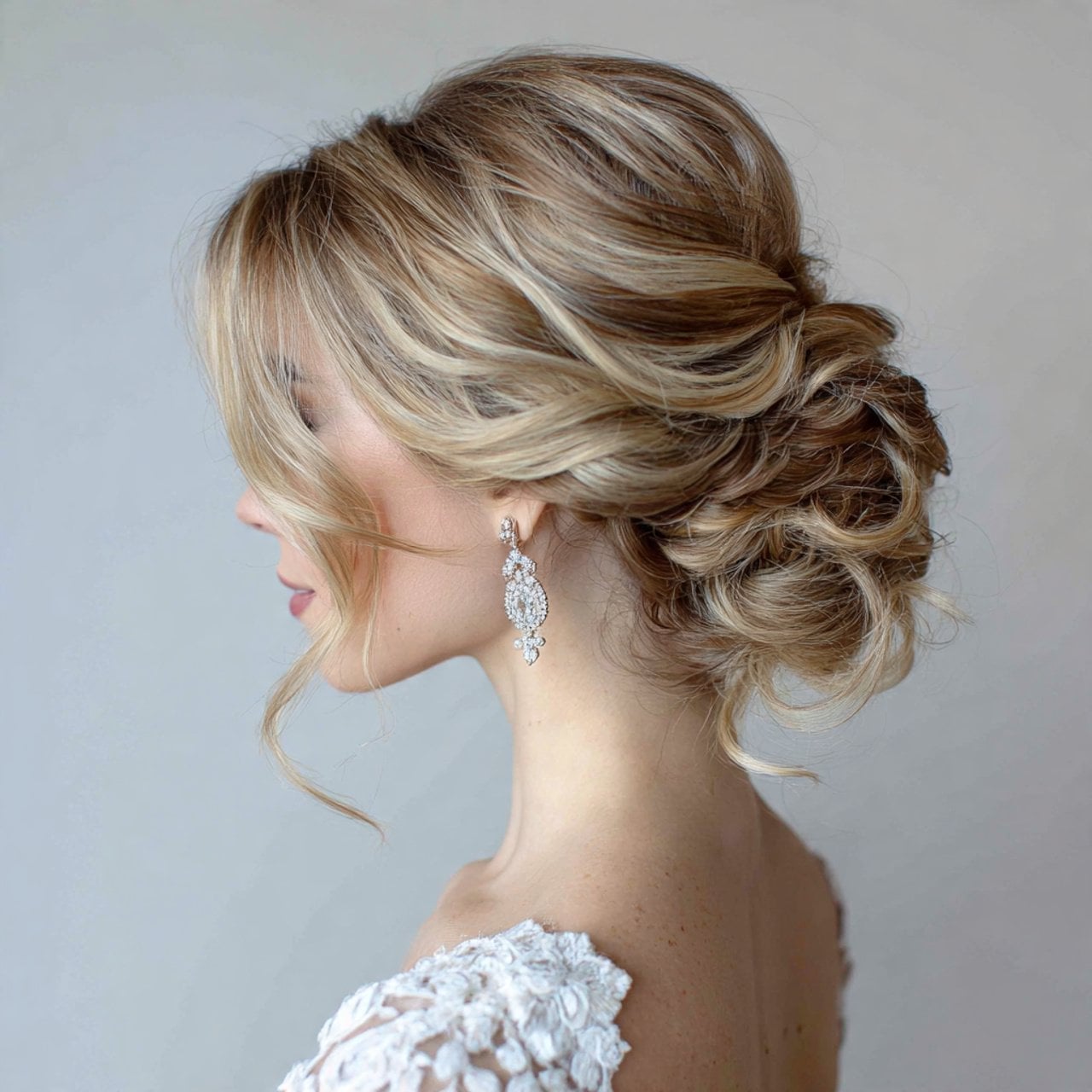 Voluminous Blonde Messy Bun With Loose Tendrils Voluminous Blonde Messy Bun With Loose Tendrils — Trendy Messy Bun Updo