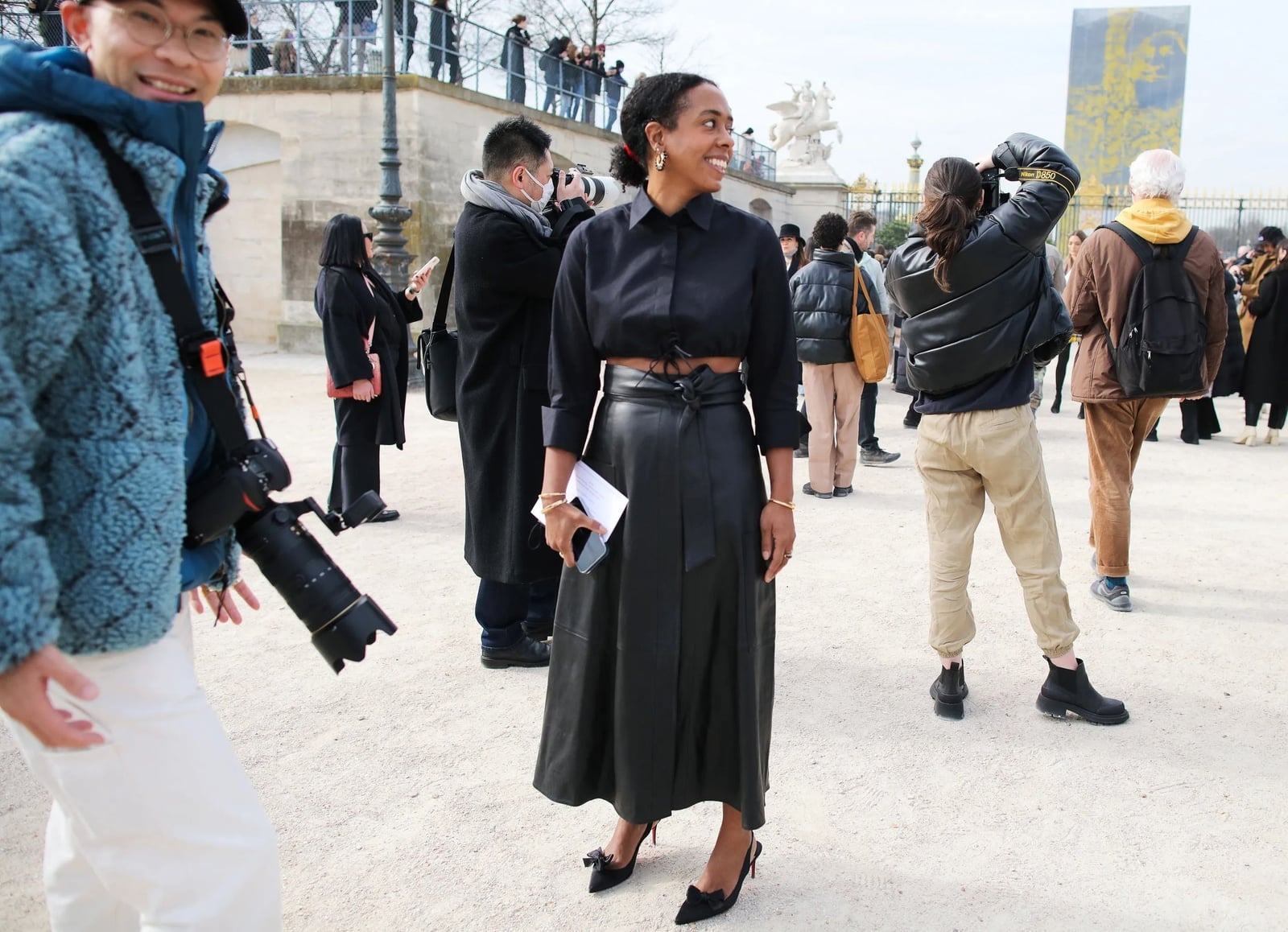 Black Leather Midi Skirt with Tie Waist — Trendy Midi Skirt Outfits
