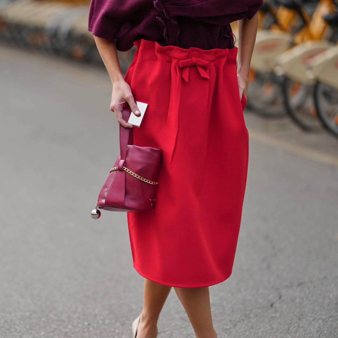 Bright Red Midi Skirt with Bow Detail — Trendy Midi Skirt Outfits