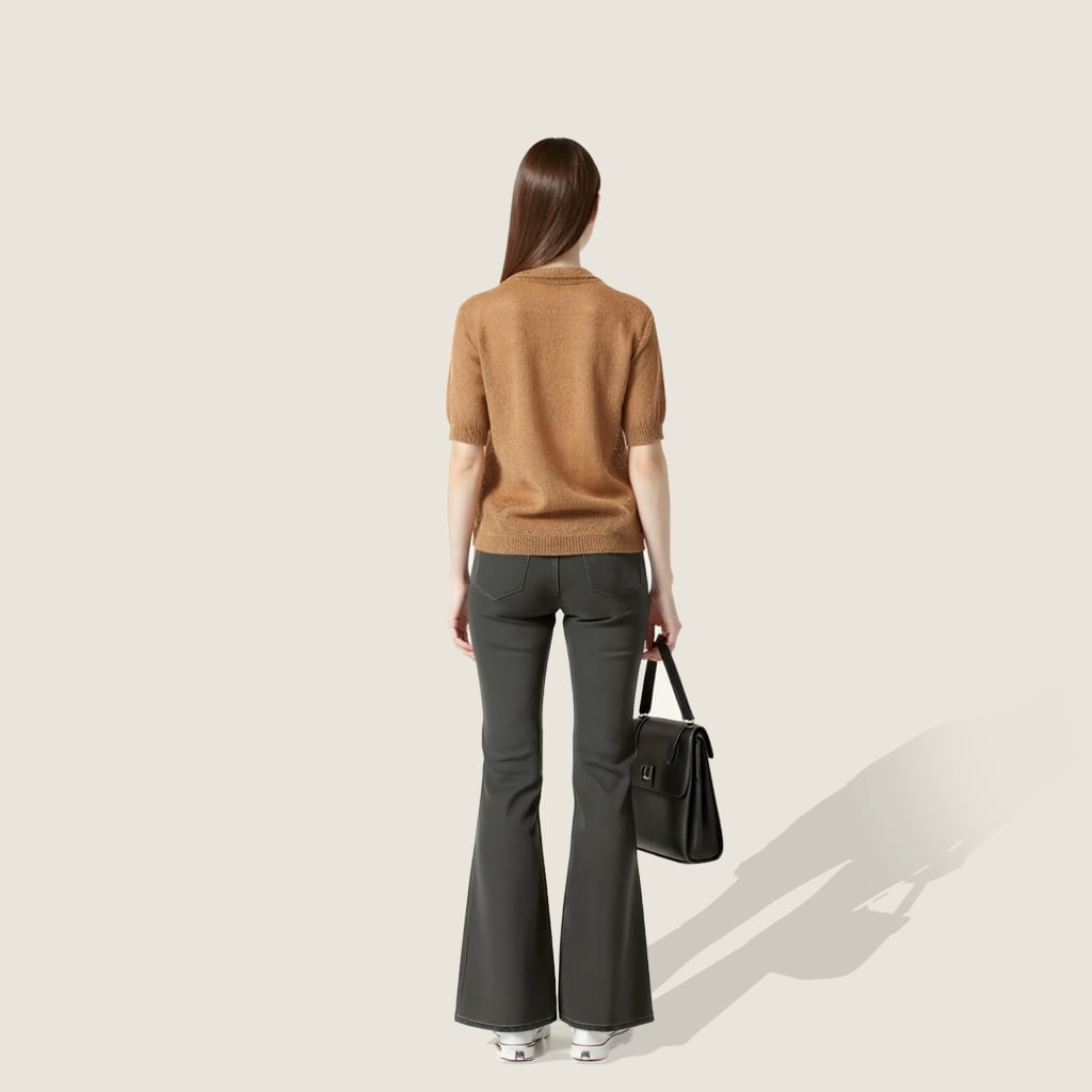 Knit Polo with Flared Trousers Knit Polo with Flared Trousers — Trendy Minimalist Outfits