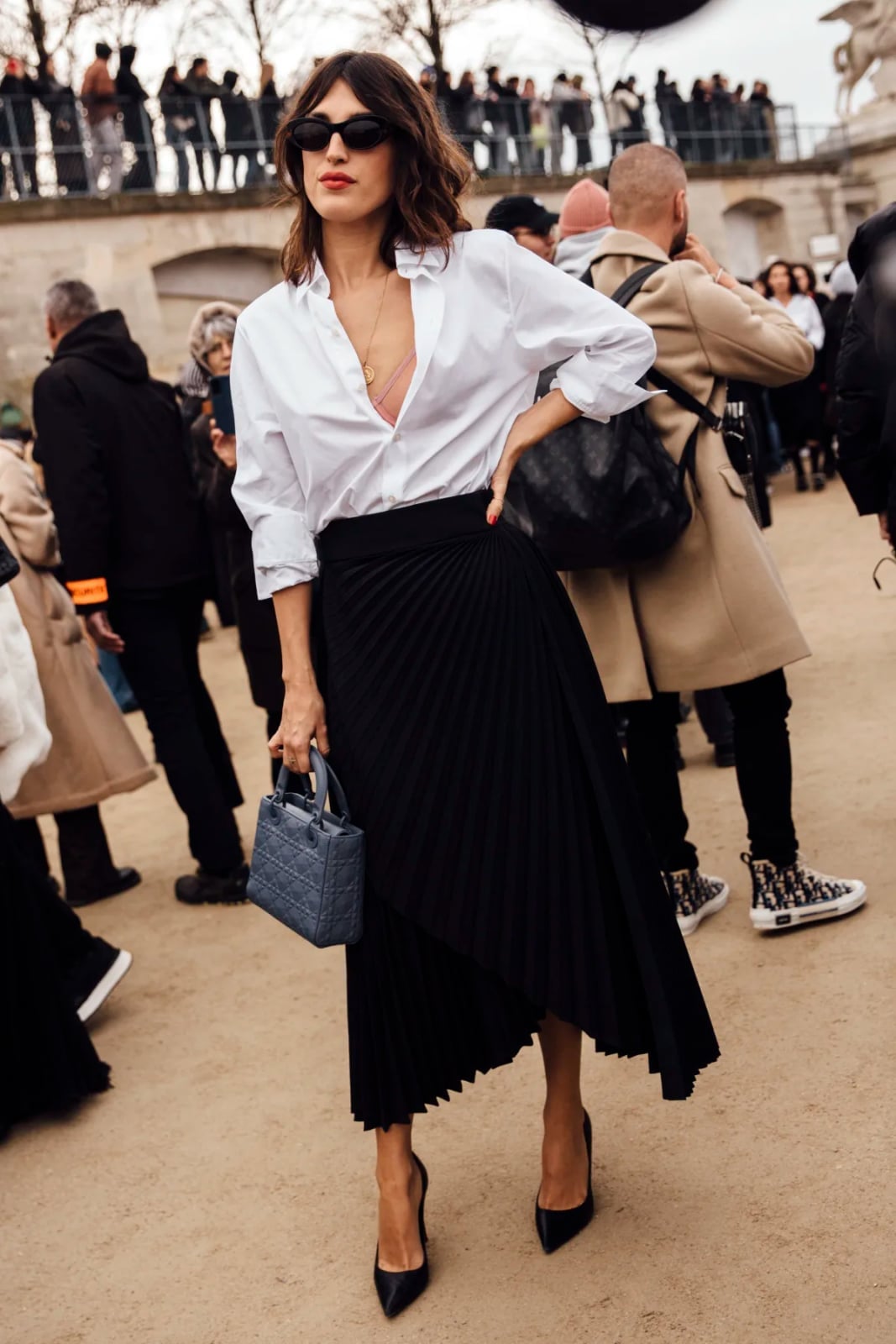 Oversized Shirt with Pleated Midi Skirt Oversized Shirt with Pleated Midi Skirt — Trendy Minimalist Outfits