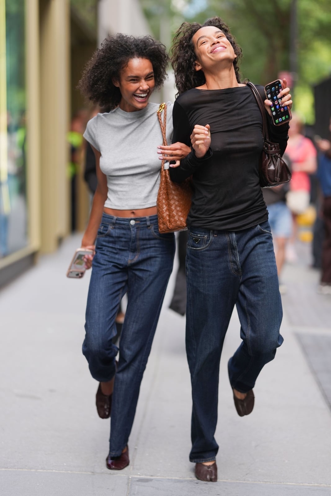 Dark Wash Straight-Leg Jeans with a Black Top and Brown Loafers — Trendy Mom Jeans Outfits