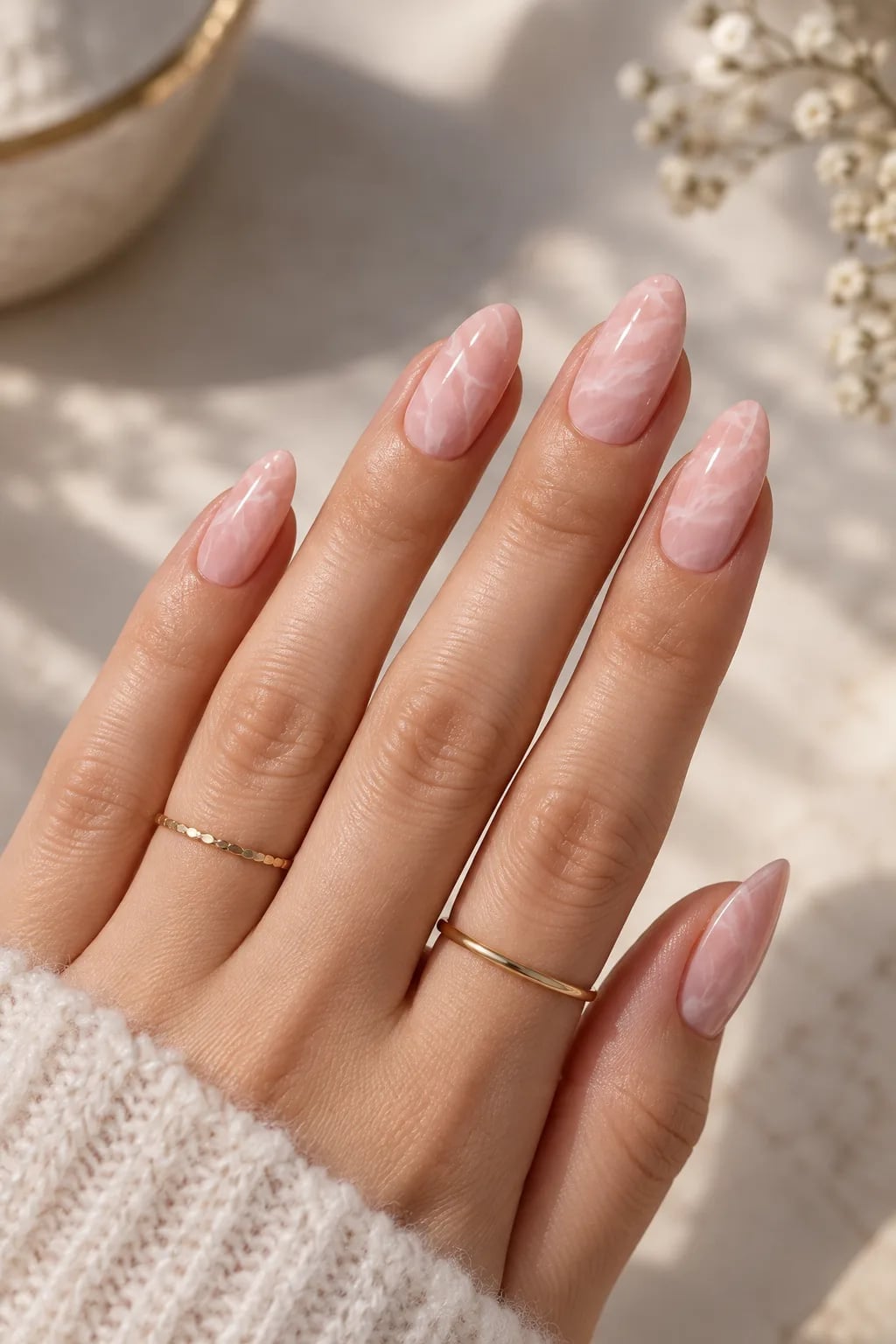 Medium Almond Marble Veining Nails Medium Almond Marble Veining Nails — Trendy Natural Nails