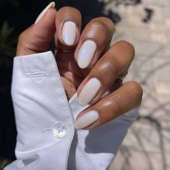 Long Almond Milky Pink Rhinestone Nails Long Almond Milky Pink Rhinestone Nails — Trendy Natural Nails