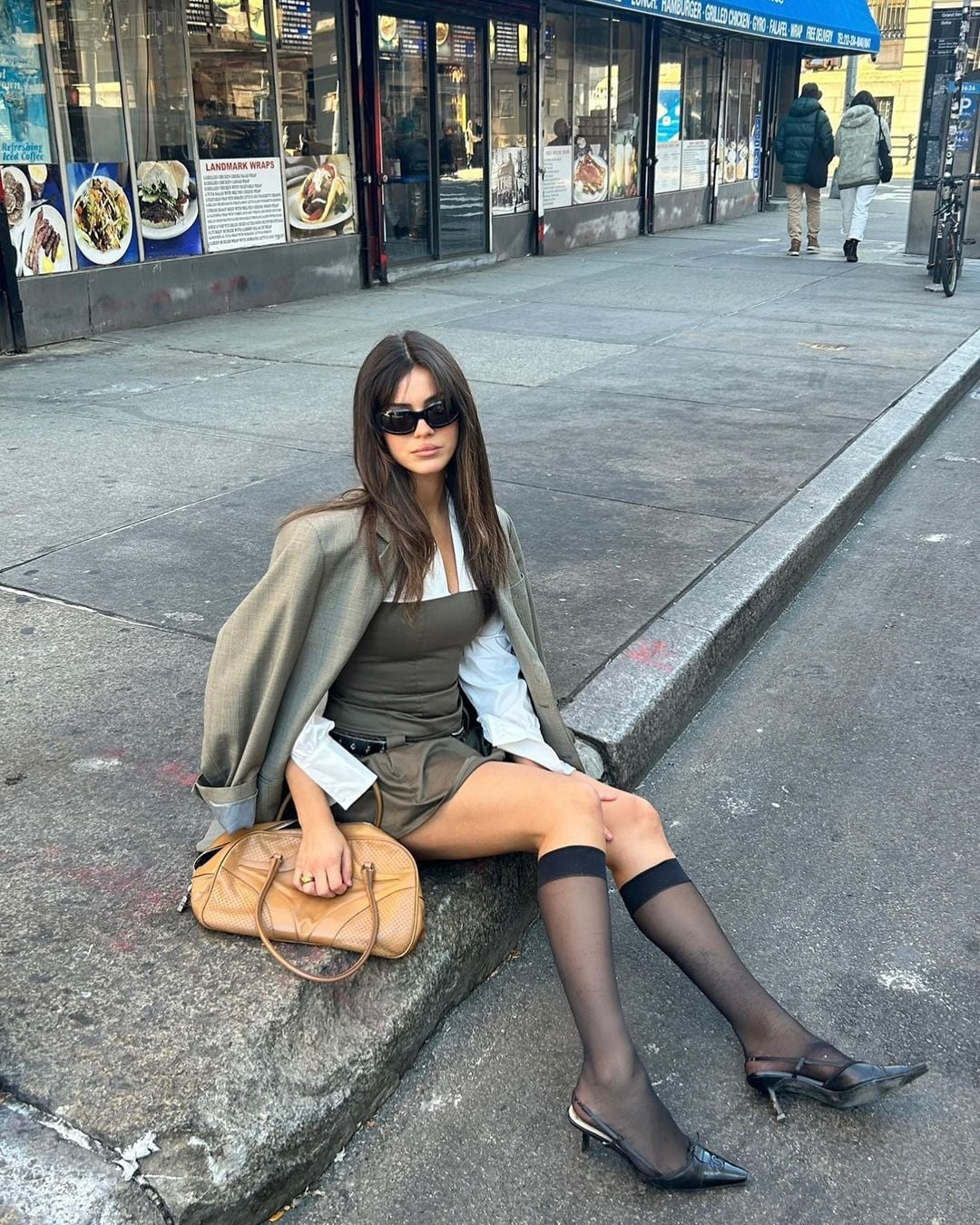 Black Midi Skirt with Fitted Top and Collared Shirt — Trendy Office Siren Outfits