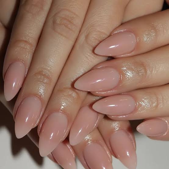 Long Almond Sheer Nude Pink High Gloss, Everyday Version Long Almond Sheer Nude Pink High Gloss, Everyday Version — Trendy Old Money Nails