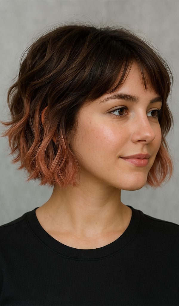 Short Bob Dark Brown To Pink Ombre Short Bob Dark Brown To Pink Ombre — Trendy Ombre Hair Color