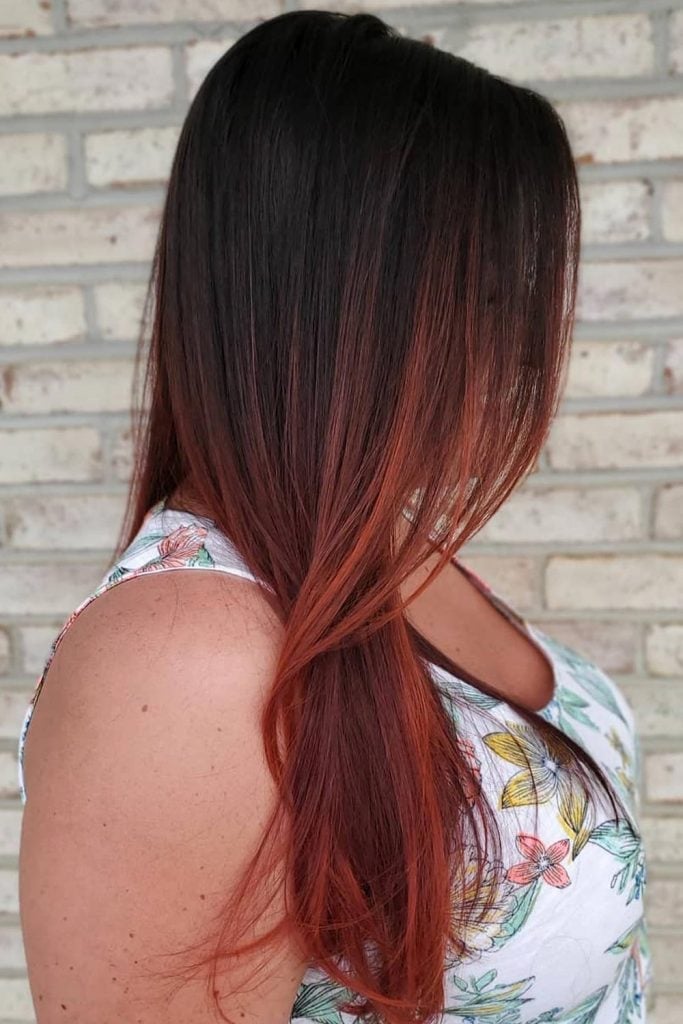 Mid-Back Layers Dark Brown To Blonde Ombre Blowout, Party Version Mid-Back Layers Dark Brown To Blonde Ombre Blowout, Party Version — Trendy Ombre Hair Color