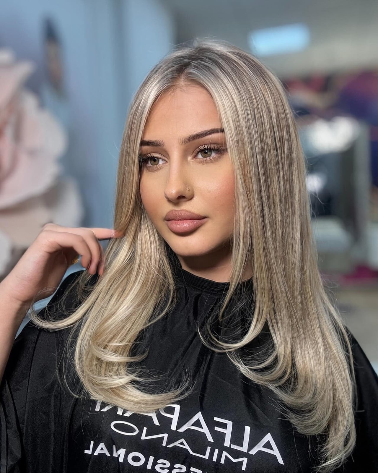 Collarbone Layers Dark Brown To Blonde Ombre With Curtain Bangs Collarbone Layers Dark Brown To Blonde Ombre With Curtain Bangs — Trendy Ombre Hair Color