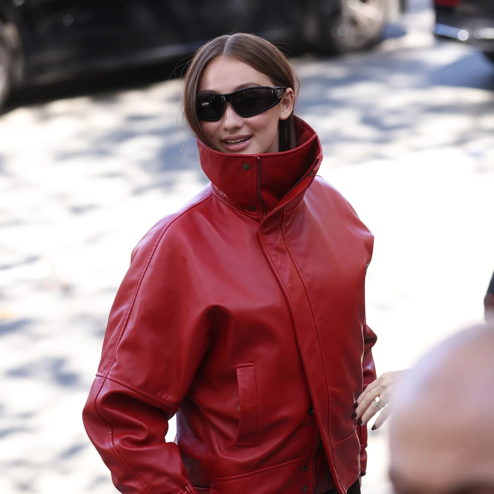 Red Leather Jacket With Oversized Collar Red Leather Jacket With Oversized Collar — Trendy Outfits for Teens