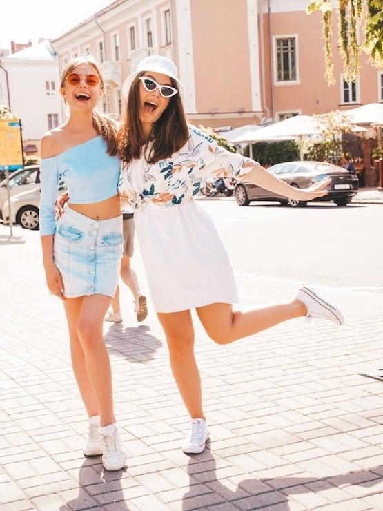 Light Blue Off-Shoulder Crop Top With Denim Skirt Light Blue Off-Shoulder Crop Top With Denim Skirt — Trendy Outfits for Teens