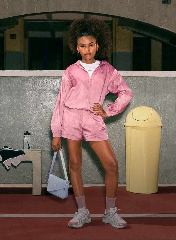 Pink Shiny Zip-Up Jacket With Loose Shorts Pink Shiny Zip-Up Jacket With Loose Shorts — Trendy Outfits for Teens