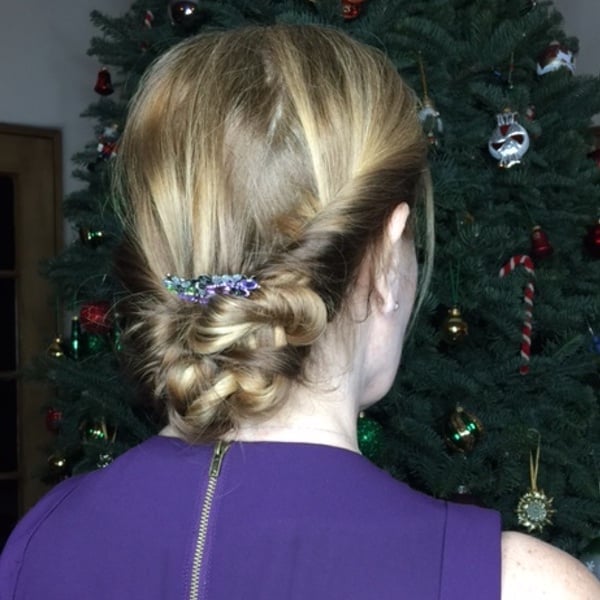 Braided Low Bun With Jeweled Accessory — Trendy Party Hair