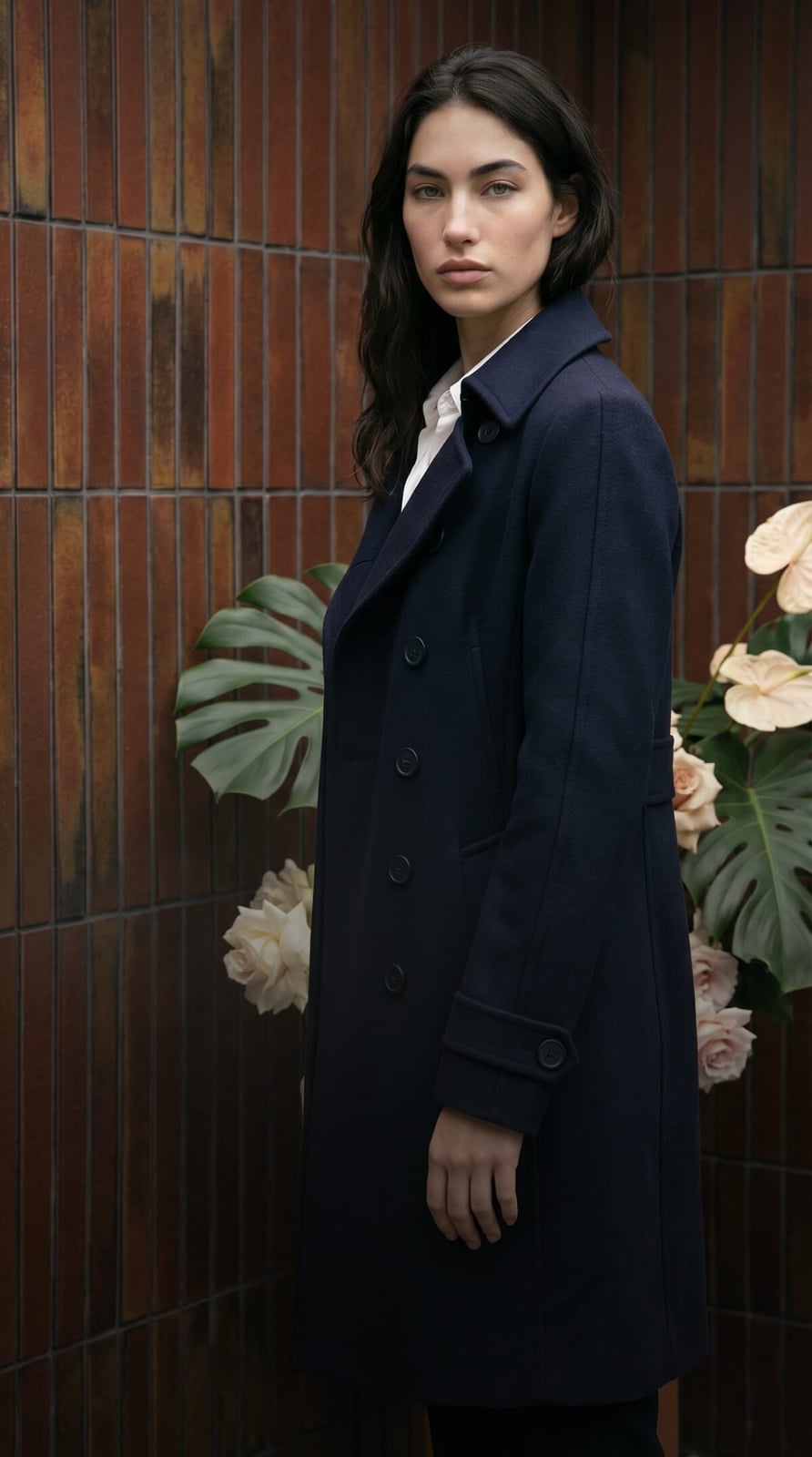 Navy Peacoat with White Collared Shirt — Trendy Peacoat Outfits
