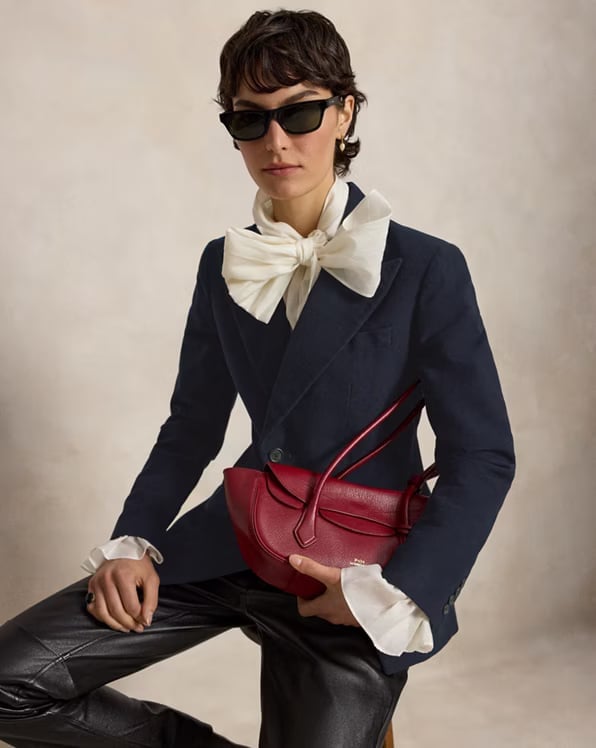 Double-breasted Blazer with Ruffled Blouse and Bow Tie — Trendy Ralph Lauren Outfits