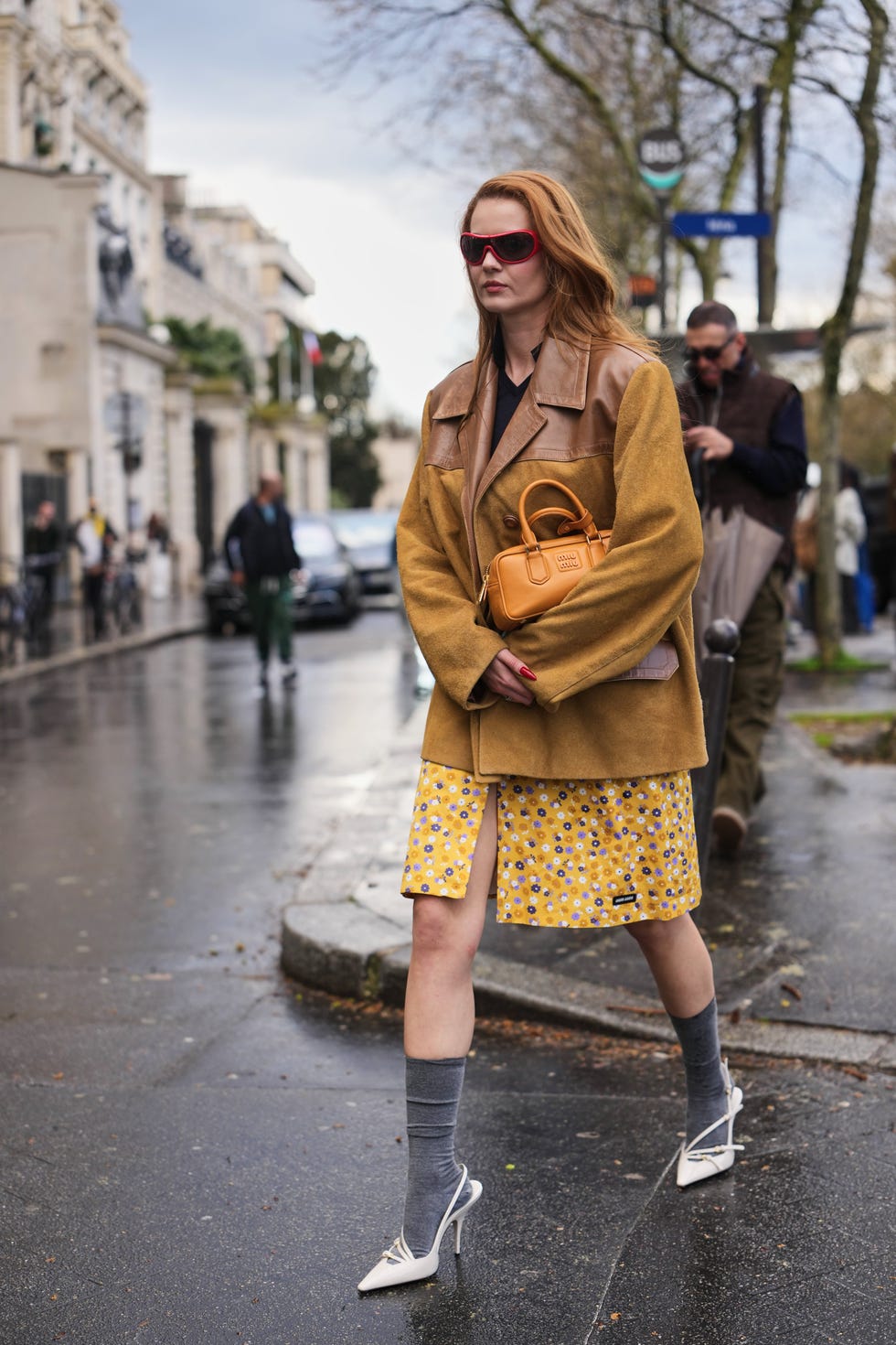 Brown Suede Jacket with Floral Print Skirt — Trendy Ralph Lauren Outfits